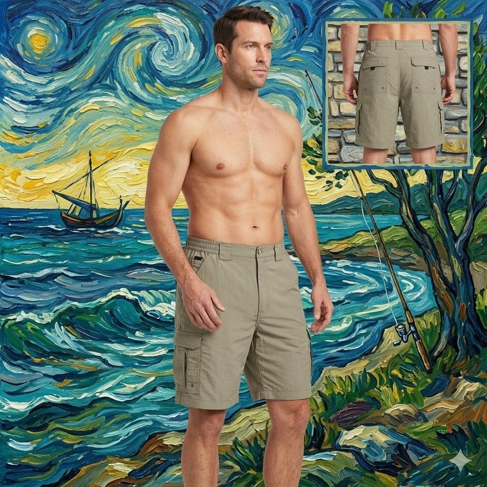 World Wide Sportsman Men 40 Cargo Shorts Khaki Nylon Tactical 616WW31610B Hiking